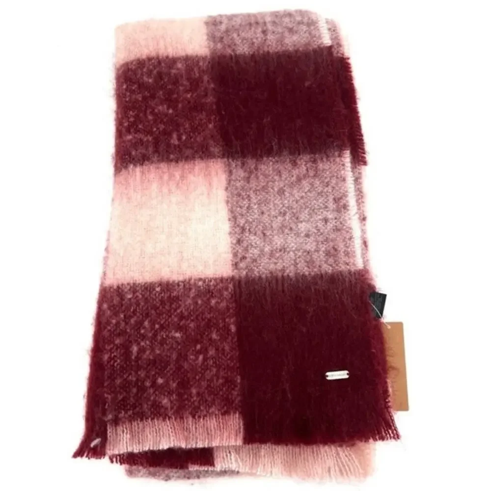 Steve Madden Burgundy Two-Tone Buffalo Blanket Scarf NWT